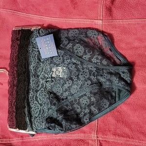 3 Pack Simply Styled XL Lace Panties Bikini Green Black Purple New